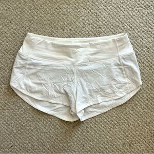 Lululemon White Speed Up Low-Rise Lined 2.5" Inseam Shorts, Size 2